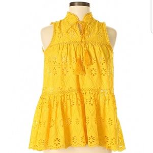 Kate Spade Yellow Spice Things Up Eyelet Top